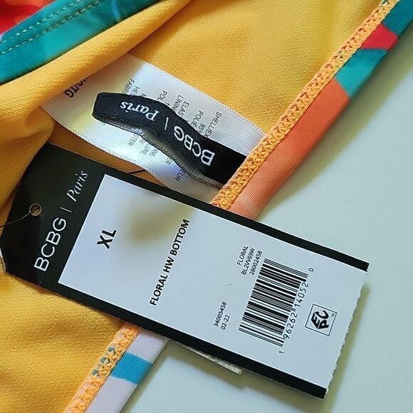 NEW BCBG PARIS XL CINCH SIDE TIE SEXY HAWAIIAN TROPICAL SWIM BOTTOMS X LARGE NWT - Picture 5 of 9